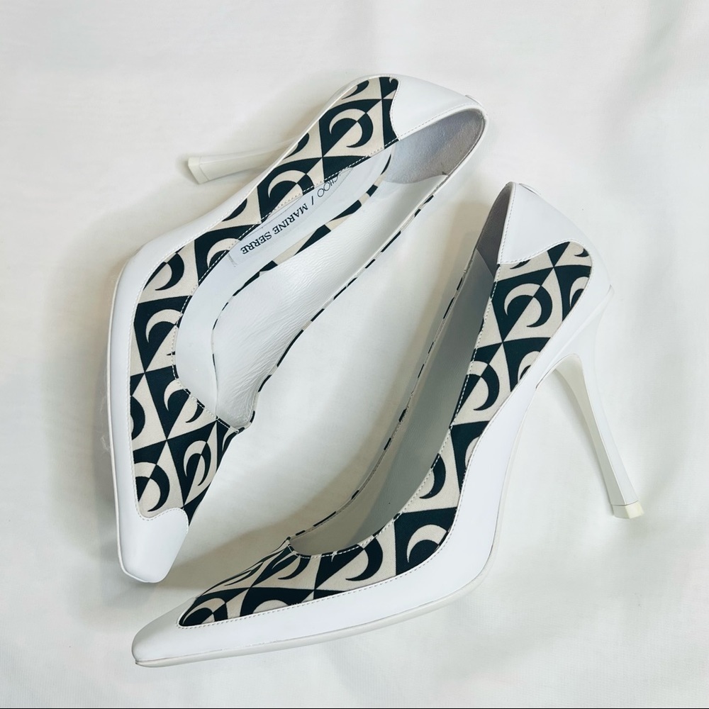 JIMMY CHOO x MARINE SERRE limited edition white leather pumps (Sz 37.5) - Picture 4 of 13